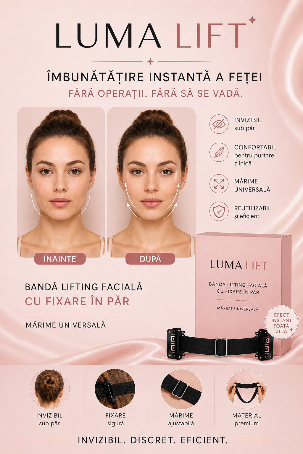 Luma Lift Invisible Contour Band — vizual de campanie cu efectul temporar de contur al feței